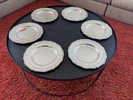 6 versilberte Vintage Platz-Teller aus Dänemark * Assiettes