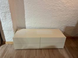 Funktioneller TV-Ständer mit 4 Schubladen cremegelbe Farbe
