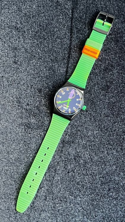 Swatch Orologi: Swatch Uhr, gruen-schwarz - Top Sommer Accessoire – Usato da Grenchen venduto da chththl 2