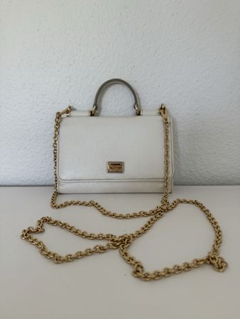 Dolce & Gabbana Sicily von Bag white leather crossbody bag