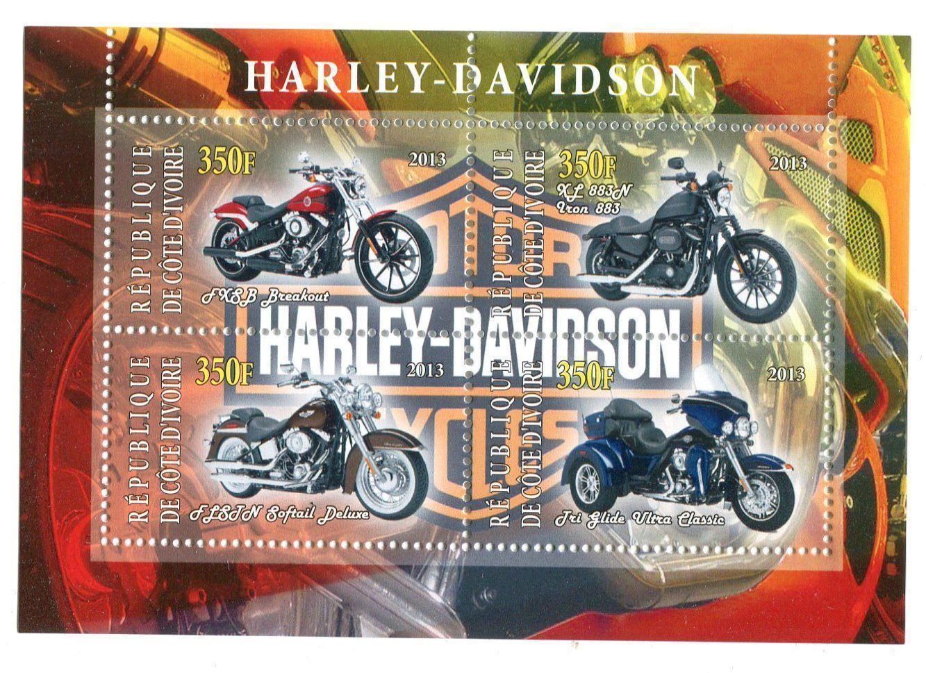 Alle Briefmarken: Block "Harley-Davidson". Elfenbeinküste – Neu und originalverpackt aus Basel von Butsch5