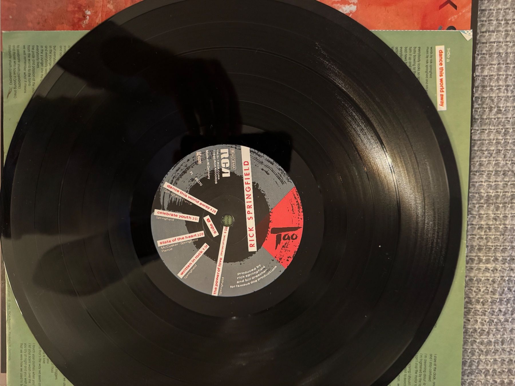 Vinyles: Rick Springfield - Tao - LP - 1985 – D'occasion à Rorbas par BlackstarRecords 2