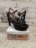 platform high heels black rhinestones size 38