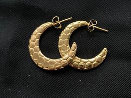 18KGP Goldene Mond Kreolen Ohrringe
