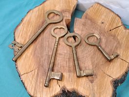 5 schöne Deko Schlüssel, Antik Style, Messing (LOT2547#MBS3)