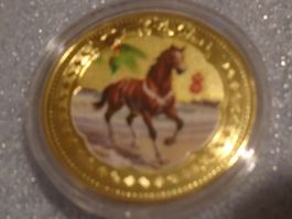 1 Pferde Münze Goldfarben Material Eisen