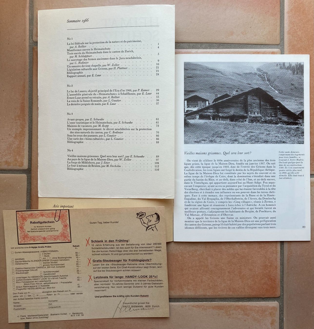 Bücher: Heimat Schutz - 61année, N° 4, 1966 – Gebraucht aus Versoix von HELVETICA_1 2