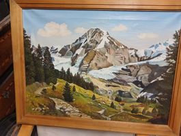 Ölgemälde E. Kämpf Berglandschaft Holzrahmen 88x68 cm