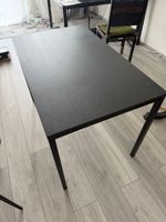 Dining Table Black Wood Grain Metal Legs Good Condition