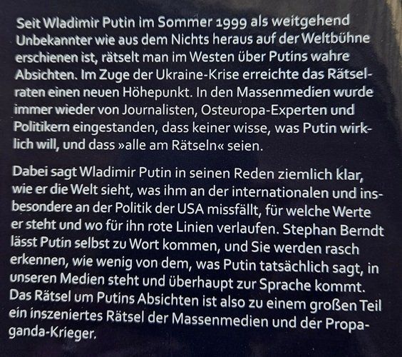 Bücher: Was will Putin - Stephan Berndt – Gebraucht aus Schlatt TG von annesbuecher 1