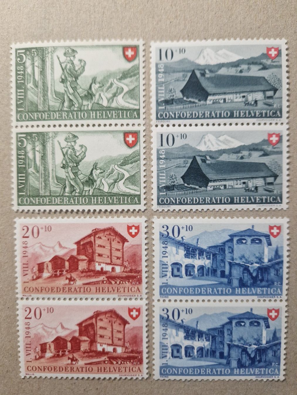 Tutti i francobolli: Pro Parria 1948  paar postfrisch** – Usato da Bouveret venduto da hckoala