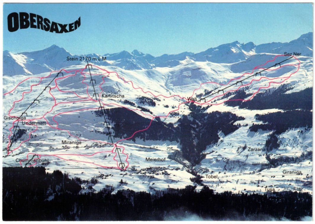 Cartoline postali: Obersaxen - Skigebiet – Usato da Binningen venduto da Mountainrider