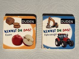 2 Bilderbüchlein: DUDEN "Kennst du das?" Essen und Fahrzeuge
