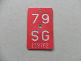 Velonummer SG 1979 St.Gallen Geschenk