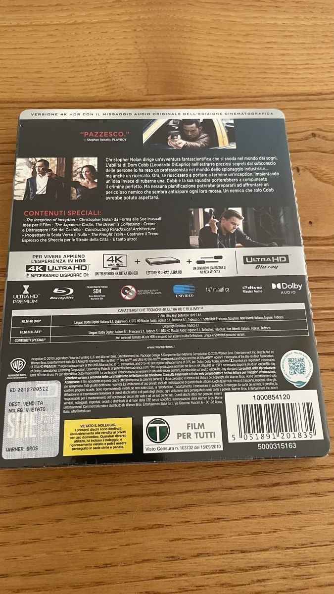 Alle DVDs: Inception - 4K Steelbook – Neu und originalverpackt aus Lugano von vtr_7fls 1