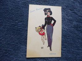 Militär-Humor,Litho,Armeetrain,Frau  in Uniform,Jugendstil
