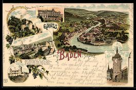 Litho Baden /Aargau, Mehrbild mit Stadta