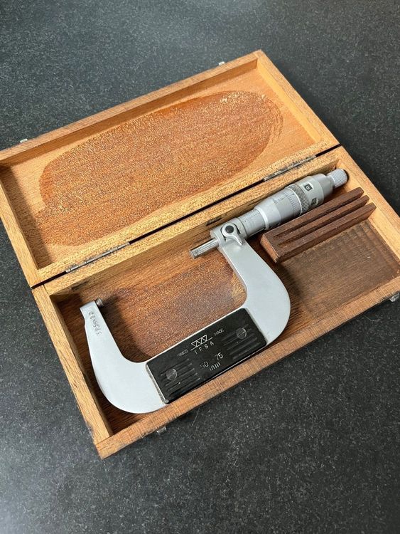 Micromètre Swiss Tesa 50-75mm - Avec Clés Et étui Bois - Occasion