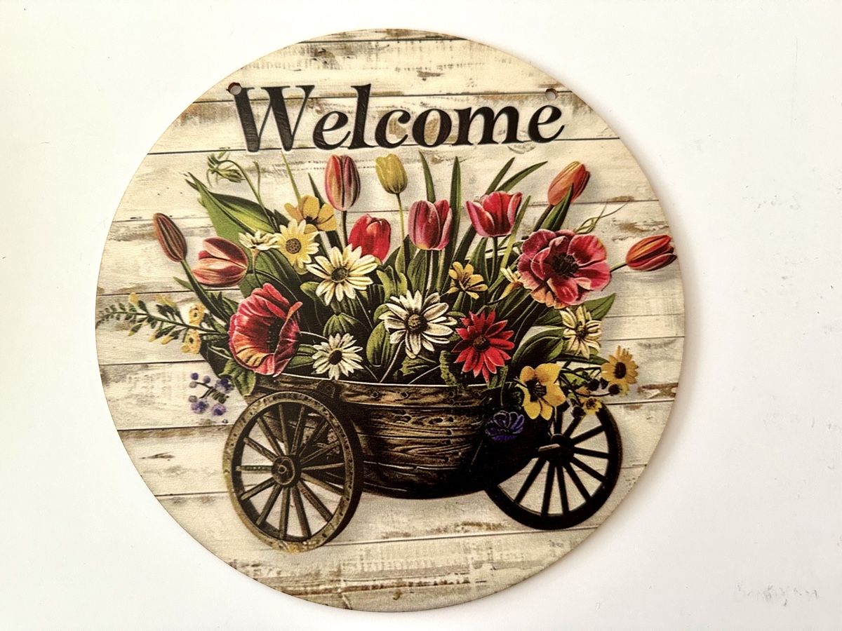 Tutte le decorazioni: Rustic Wooden Welcome Sign, Spring Flowers Decor – Nuovo (secondo la descrizione) da Gattikon venduto da Sarahs_Schatzkammer