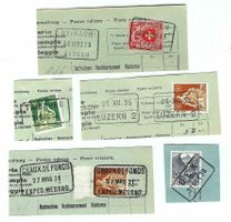 5 Ausschnitte mit Stempeln von Nachnahmen oz