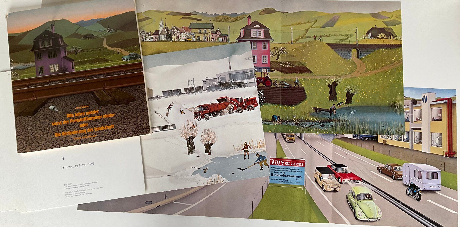 2x Jörg Müller, Veränderung der Landschaft + Stadt (Gebraucht) in