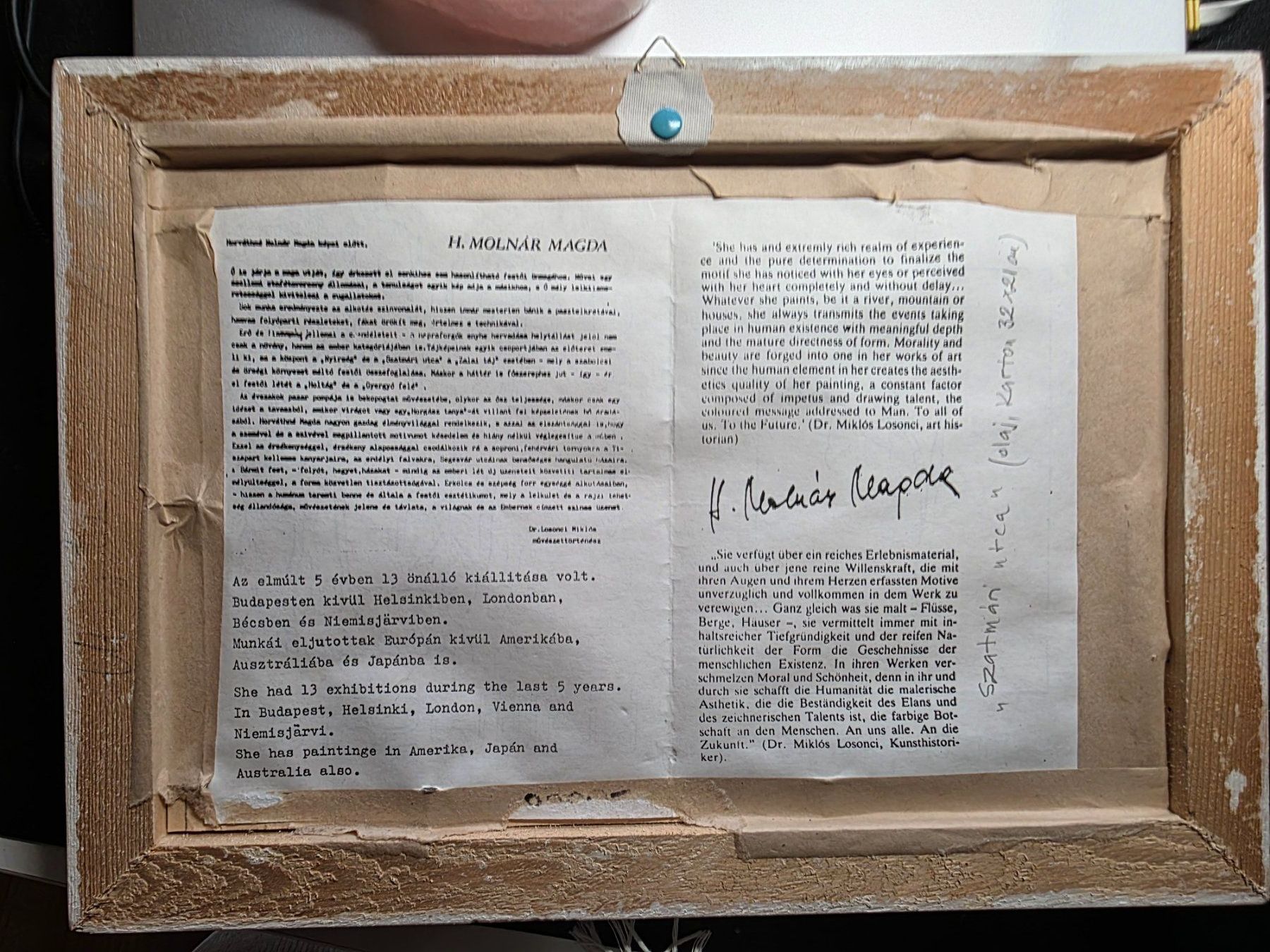 Dipinti: antikes Gemälde signiert H. Molnar Magda Ungarn – Usato da Walterswil BE venduto da Lonitti 3