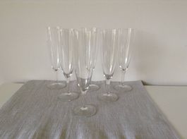 6 edle Champagnergläser m. eingeritztem Muster - 40er Jahre!