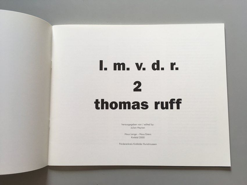 Libri: Thomas Ruff - "l.m.v.d.r." (Band 2) – Usato da Zürich venduto da barthalex 1