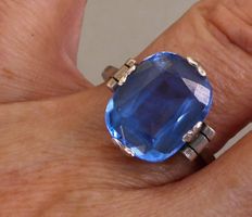 Antiker Ring 800 Silber mit echtem Topas Frankreich um 1910