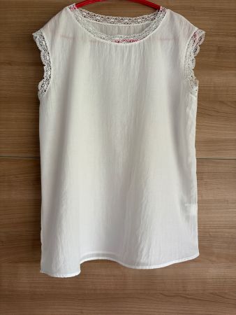 Sommerliches Leinen Spitzentop,  Gr. L / NEU