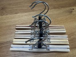 5 x Herren Hosen Anzug - Bügel-Spanner-Klemmen Holz - NEU
