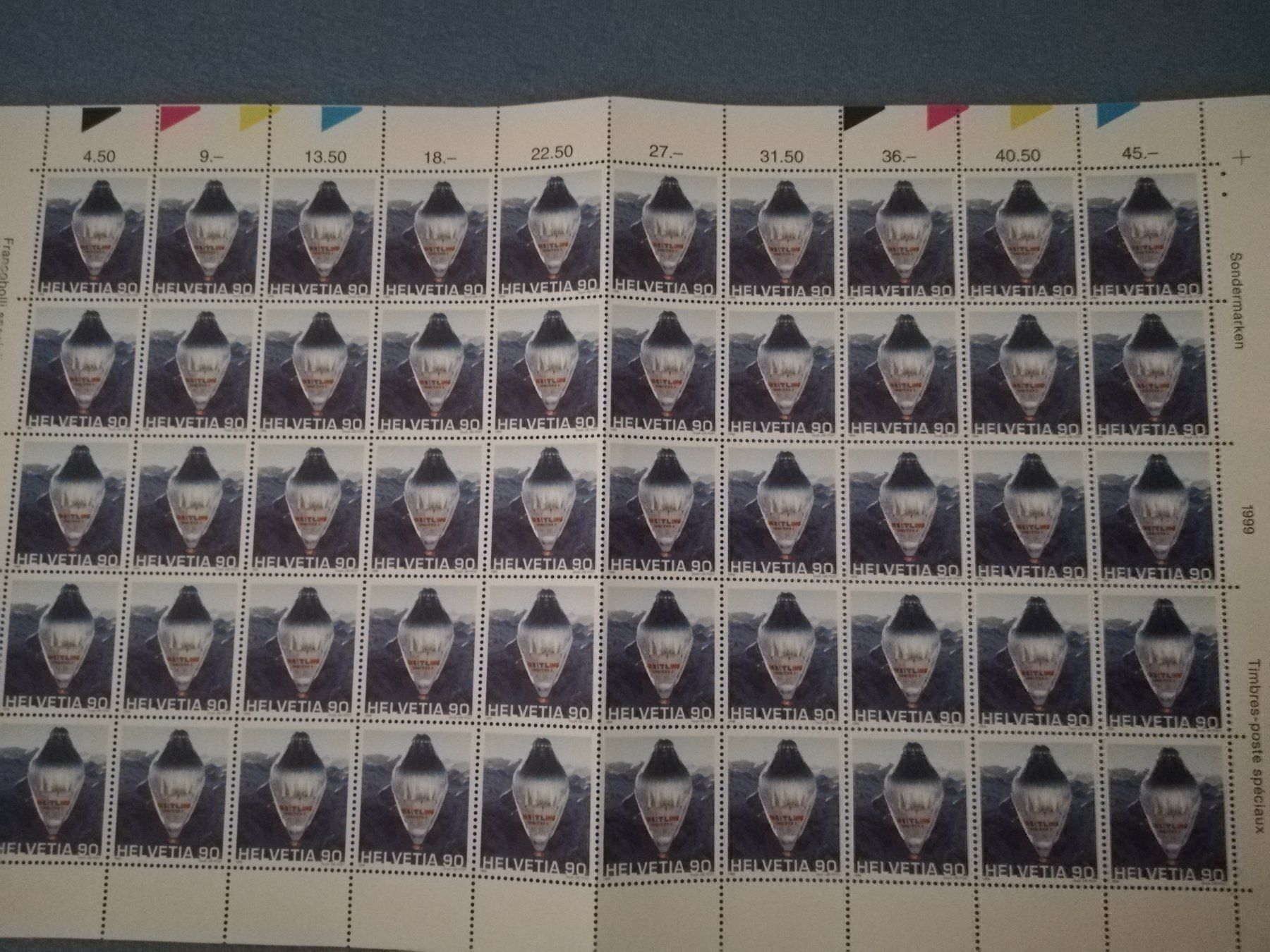 Alle Briefmarken: 1 Bogen Breitling Sondermarke CH 1999 – Neu und originalverpackt aus Winterthur von Tinot 1