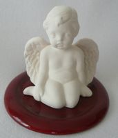 Duftkeramik - Engel mit Untersetzer rot