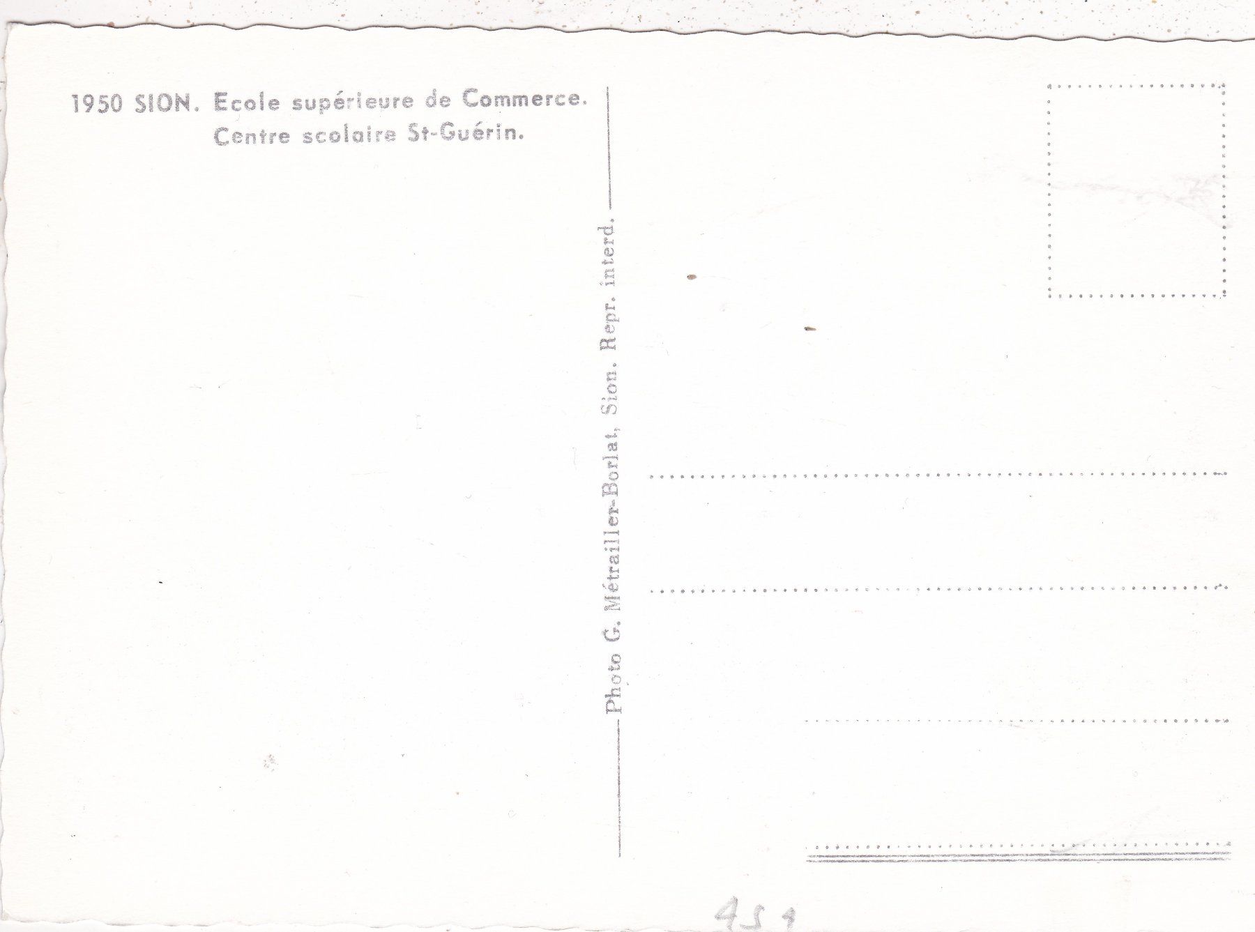 Cartoline postali: Sion Ecole supérieure de Commerce – Usato da Herisau venduto da Lisegrat2008 1
