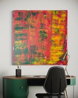 Original Gemälde Herbstfarben Rot Gelb Grün,  100x100 cm