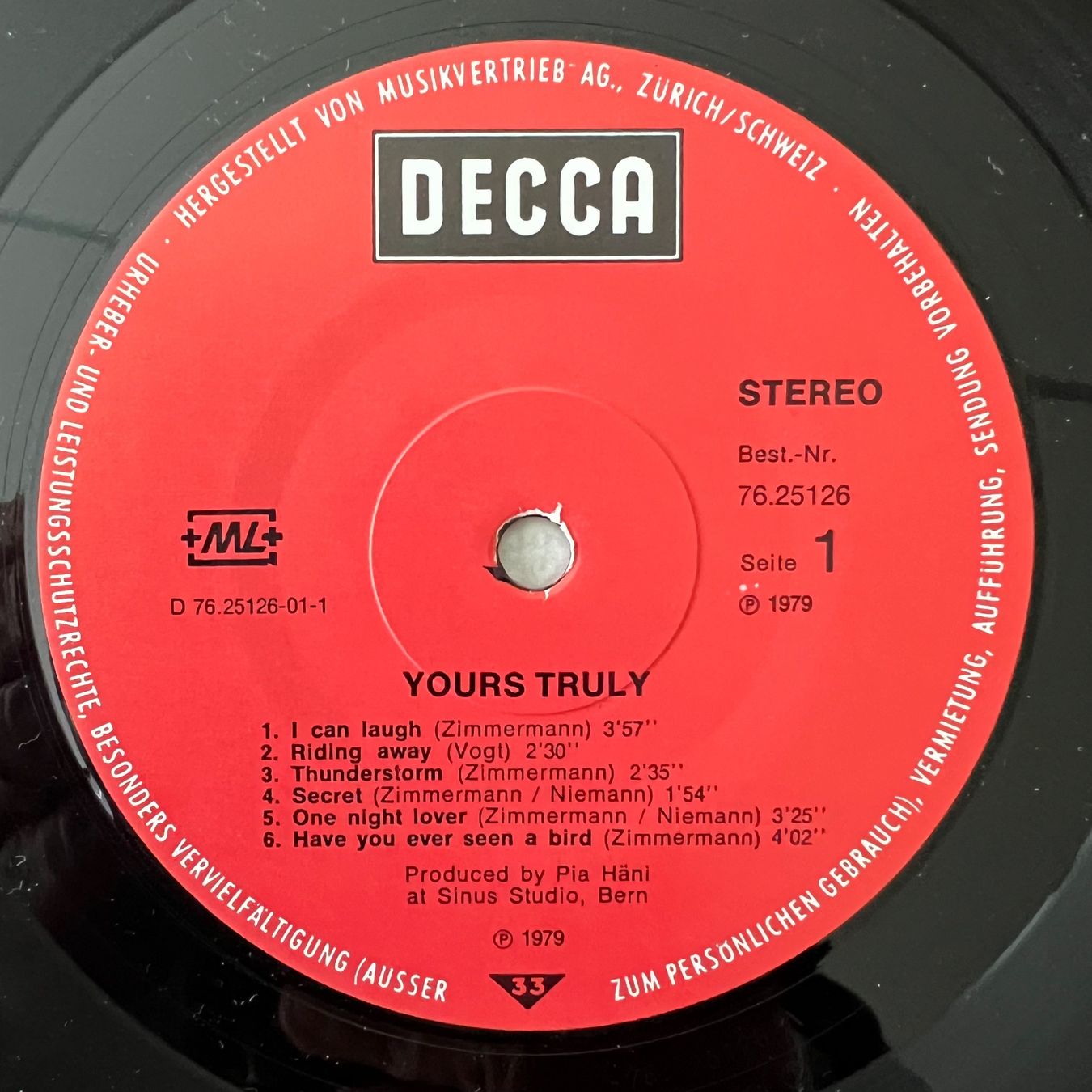 Schallplatten: Yours Truly - Same / 1. Swiss-Press. 1979 – Gebraucht aus Gais von soundcave57 2