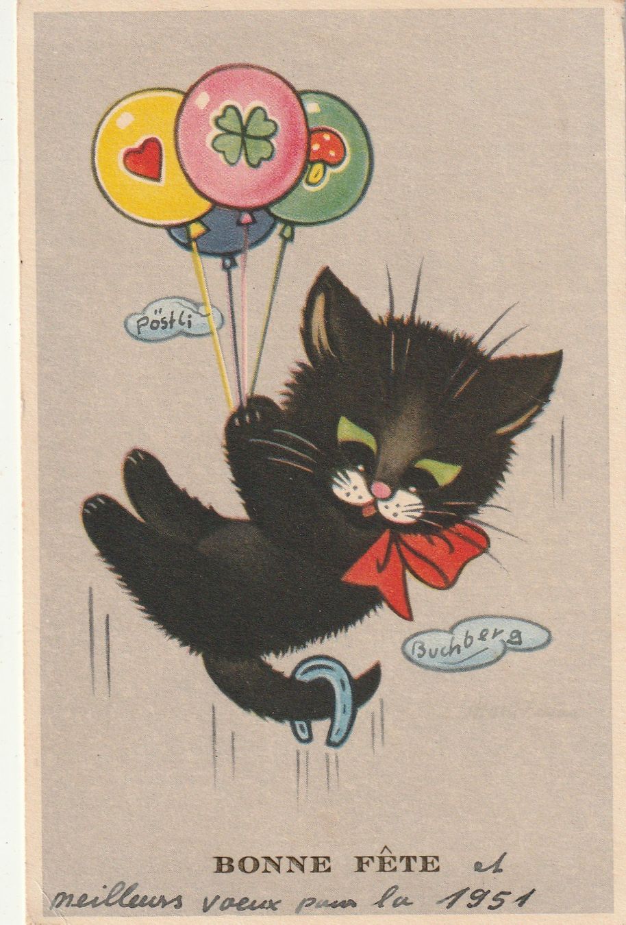 Cartoline postali: Katze mit Ballons – Usato da Rorschacherberg venduto da fratovi2