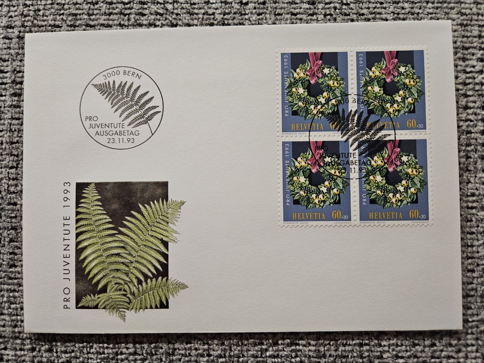 Tutti i francobolli: Pro Juventute 4 Briefmarke mit 4 Couvert – Nuovo e nell'imballaggio originale da Chur venduto da Kohla1980 2