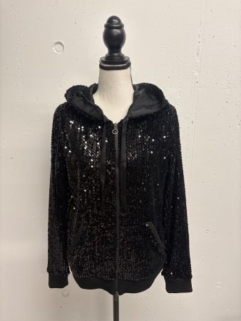 Margittas Jacke mit Pailletten schwarz 38 Kapuze Jäckchen