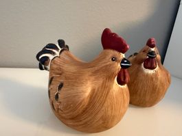 Dekorative Hühnerfiguren, 2 Stück, Keramik, Vintage Style