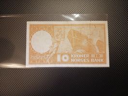 Alte 10 Kronen Banknote Norwegen 1964.
