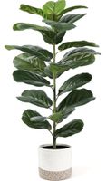 Kunstpflanze Groß 75cm Ficus Lyrata im Topf für Balkon Zimme
