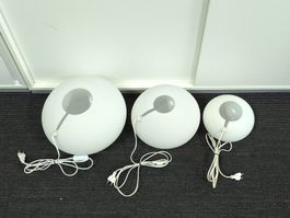 3er Set Kugellampen Opalglas | Tischlampen weiss matt