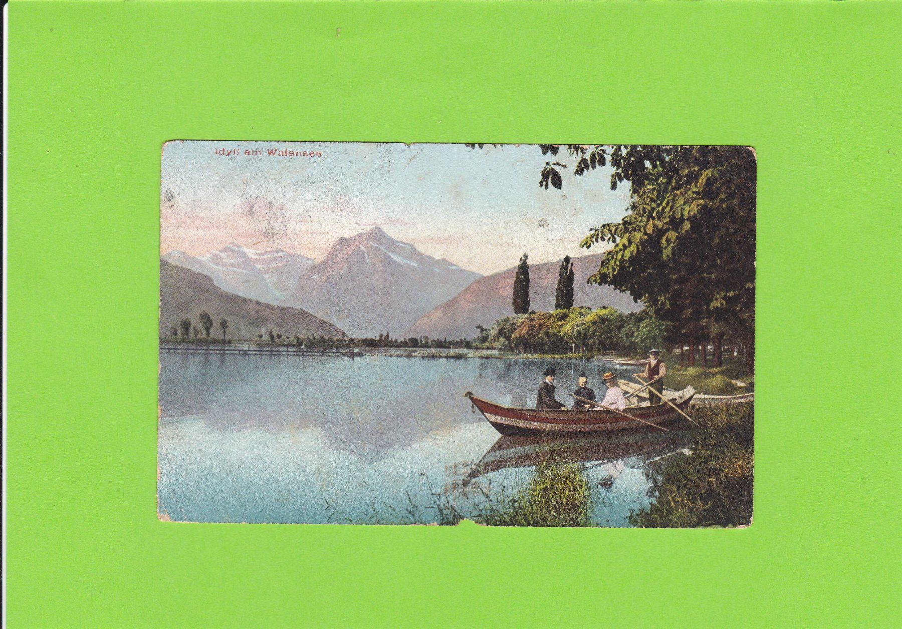 Cartoline postali: Idyll am Walensee-Ruderboot-belebt – Usato da St. Peterzell venduto da neckertal