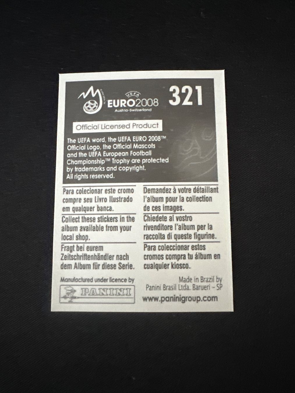 Panini Carte collezionabili: Panini UEFA EM 2008 Sticker - Nr. 321 – Usato da Sulz AG venduto da DealWerk 1