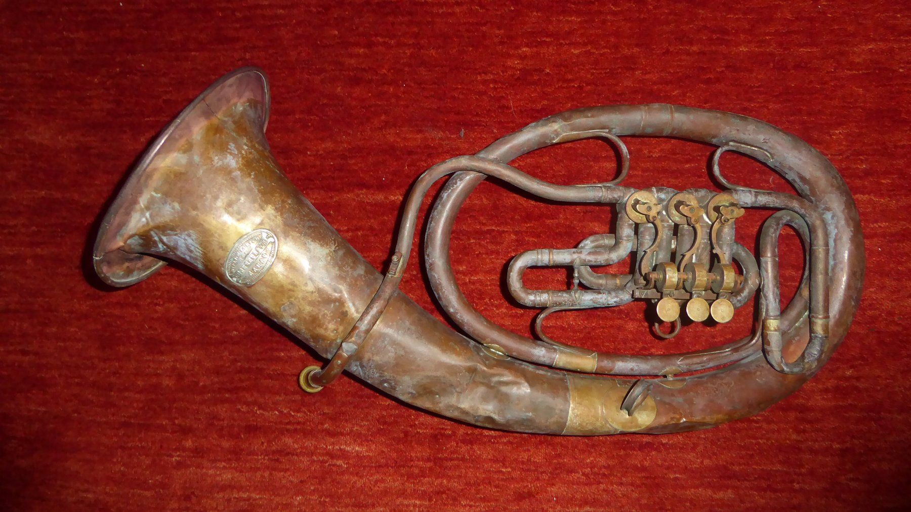 Strumenti musicali: Antikes Waldhorn von 1883,  Steampunk – Usato da Sargans venduto da Benziner