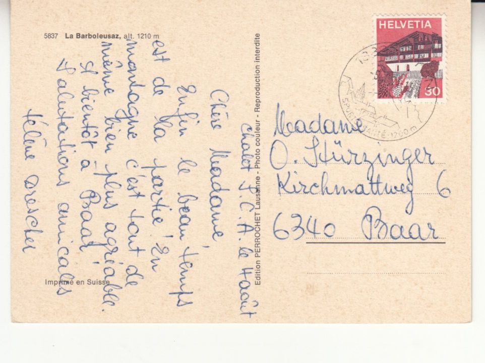 Cartoline postali: La Barboleusaz 1973 – Usato da Bürglen TG venduto da StampGraf 1