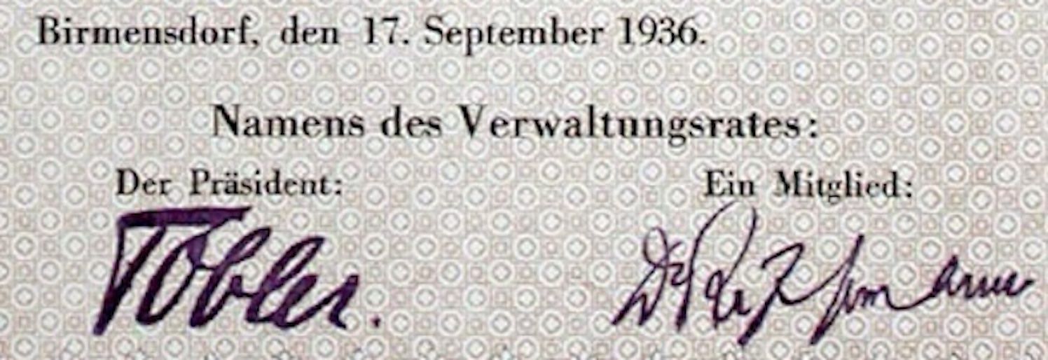 Dokumente: Kunststoff-Presswerk AG Birmensdorf - 1936 – Gebraucht aus Solothurn von Sgasche 1