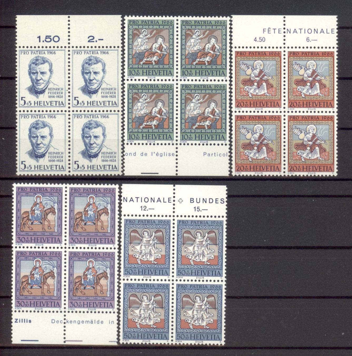 Tutti i francobolli: 1966, Pro Patria, Viererblock, ** – Usato da Willisau venduto da Vollstempel