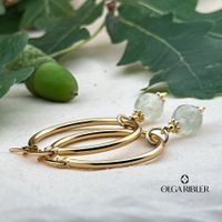 SET Edelstahl Creolen 30 mm mit Prehnite Charms